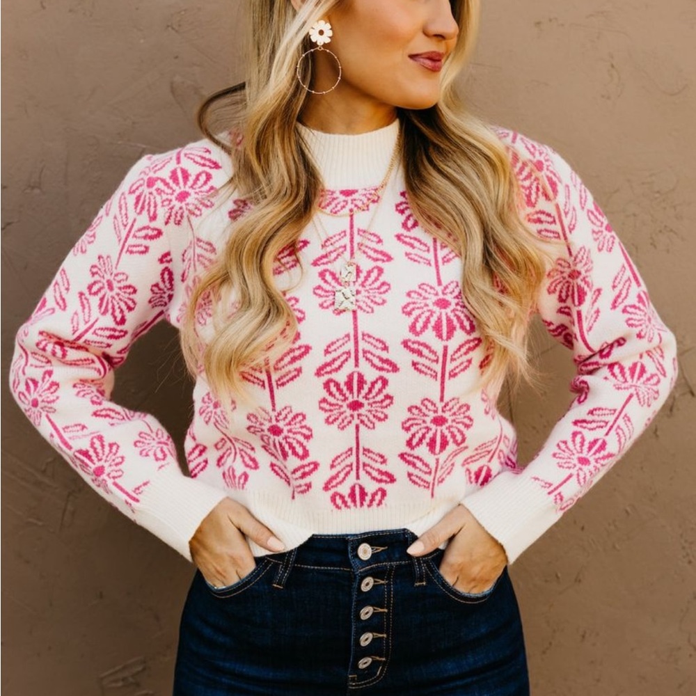 NWOT &Merci Floral Sweater